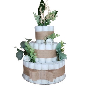 Oh Baby | Baby Shower Centerpiece | Diaper Cake | Baby Shower Gift | Decor | Boho Baby Shower | Bohemian | Neutral Gender Baby Gift