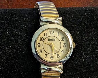 Vintage Bella Quartz dameshorloge - goudkleurige elastische band
