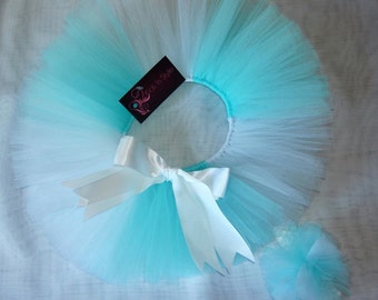 Cinderella Tutu with Matching Headband, Infant Tutu, Toddler Tutu, Girl Tutu,Birthday Tutu, Photoprop, Tutu skirt, blue tutu, white tutu