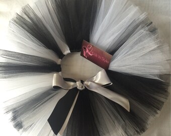 Black & White Tutu Skirt with Matching Headband, Baby Tutu, Infant Tutu, Toddler Tutu, Girl Tutu