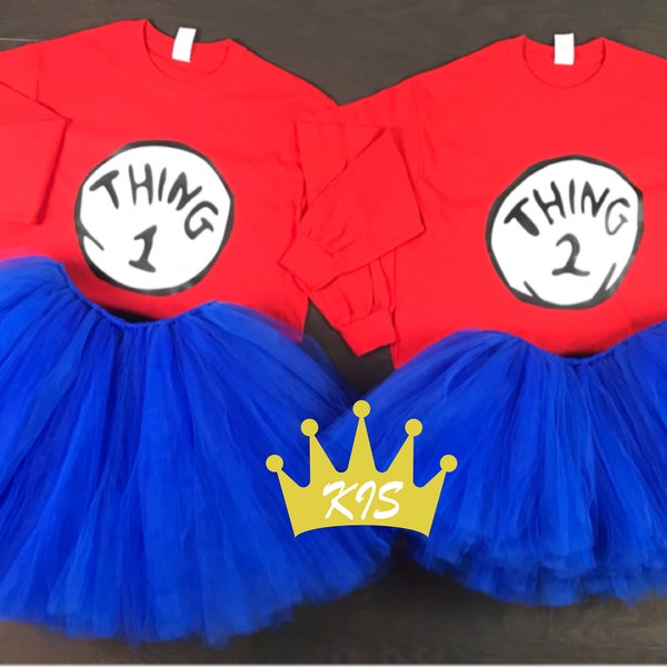 Chemise Thing 1, chemise Thing 2, chemise à manches longues personnalisée, T-Shirts, chemises personnalisées, chemises assorties, chemise thing1thing2, chemise Dr Seuss