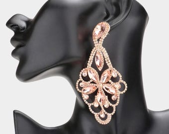 Marquise Teardrop Rhinestone Earrings, Crystal Big Chandelier Earrings, Pageant Earrings, Prom Earrings, dangle earrings, Gifts for her