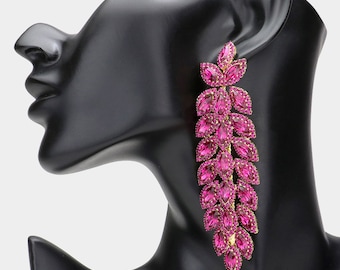 Oversized Crystal Rhinestone Earrings, Crystal Earrings, Chandelier Earrings, Pageant Earrings, Prom Earrings, Oversized Earrings,  Earrings