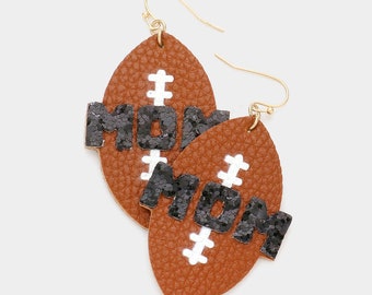 Football Mom Dangle Earrings, Pageant earrings, prom earrings, football earrings, sports earrings, football jewelry, Football Mom earrings
