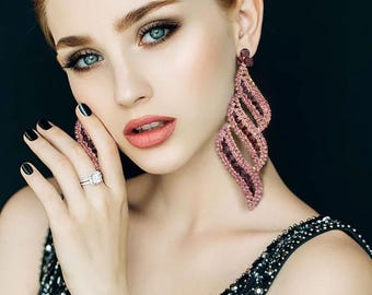 Oversized Crystal Rhinestone Earrings, Crystal Earrings, Chandelier Earrings, Pageant Earrings, Prom Earrings, Oversized Earrings,  Earrings