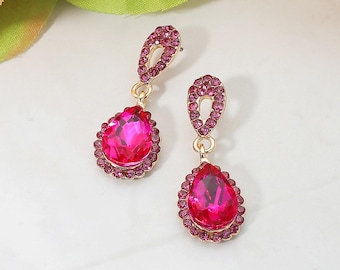 Iridescent Teardrop Dangle Earrings, Chandelier Earrings, Pageant Earrings, Prom Earrings, fashion earrings, Crystal earring, gift for her