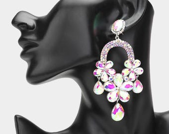 Flower Teardrop Chandelier Dangle Earrings, gifts for her, Teardrop earrings, Floral earrings, gift for her, fashion earrings, prom earring