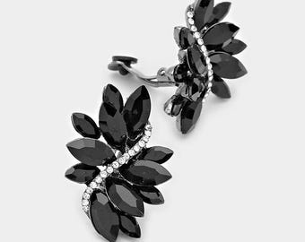 Glass Crystal Teardrop Rhinestone Trim Earrings, Crystal Earrings, bridesmaid Earring, Prom Earring, Drop earring, Small Earring, homecoming