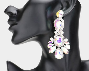 Crystal Teardrop Drop Earring, Chandelier Earring, Pageant Earring, Prom Earrings, Big earrings, Crystal earring, fashion earrings