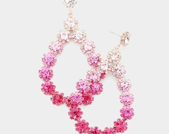 Floral Teardrop Ombre Earrings, Flower Earrings, Bridal Earrings, link Earring,  flower Earring, dangle earring, fashion earring, homecoming