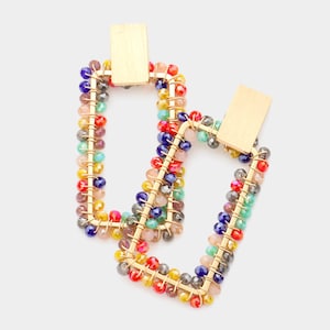 Faceted Bead Dangle Earrings, gifts for her, Bead earrings, prom earrings, dangle earrings, bridal earrings, Rectangle earrings, her gift