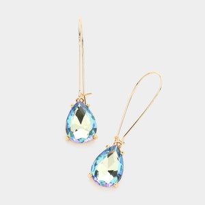 Teardrop Stone Dangle Earrings, Chandelier Earrings, Pageant Earrings, Prom Earrings, fashion earrings, Crystal earring, clip on