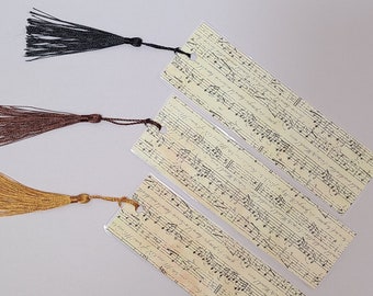 Set of 3 Music Note Sheet Music Bookmarks with Tassels - Gifts