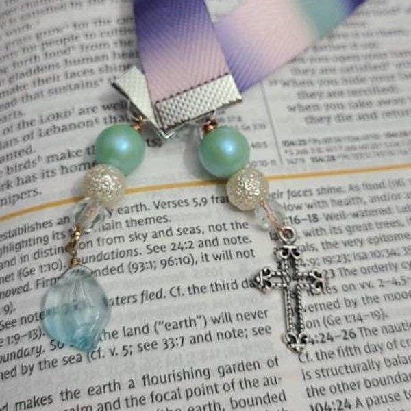 Mermaid Shell Ribbon Bookmark, Bible Ribbon Bookmark, Book Gift, Gift For Readers, Bookmark With Charms, Mothers Day Gift, Vintage Bookmark
