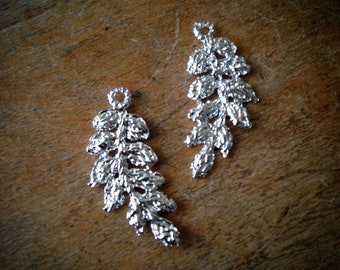 2 Pcs Sterling Silver Plated Leaf Branch Vintage Style Leaves Branches Pendant Charm Jewelry Supplies (AU130)