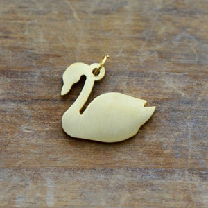 Swan Silhouette Charm Brushed 24k Gold Plated Stainless Steel Bird Layering Charm Minimal Jewelry Pendant (AS036)
