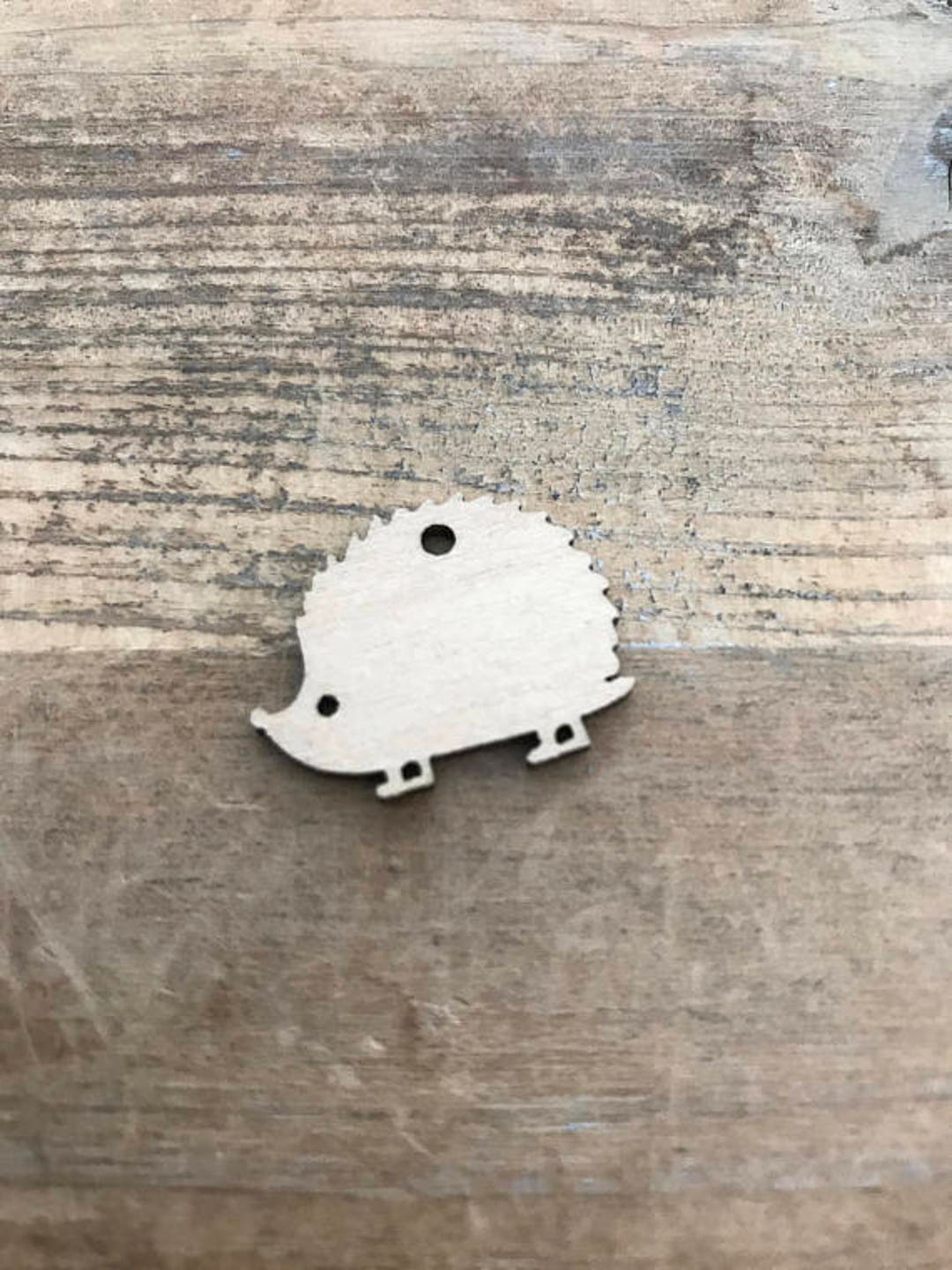 1 - Wood Hedgehog Silhouette Pendant - Wooden Hedge Hog Vintage
