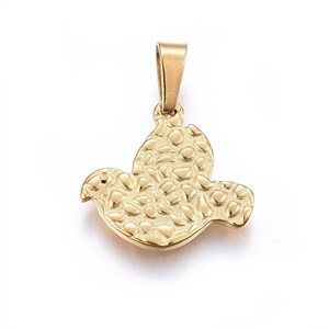 1 - Abstract Bird Design • 24k Gold Stainless Steel • Minimal Shape • Jewelry Making Supplies • Simple • Birds Allergy Free Charm (AU064)