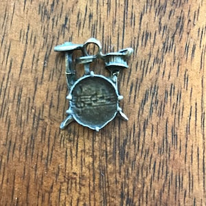 2 - Antique Bronze Drum Set Charm -Antique Bronze Music Charm -Drums (C020)