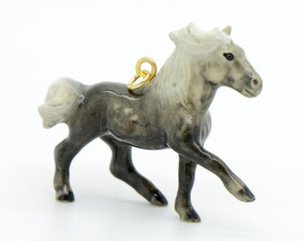 Porcelain Hill Pony Pendant • Hand Painted • Hand Made • Gift For Her • Animal lover • Kids Gift • Cute Miniature Figurine Charm (CA039)
