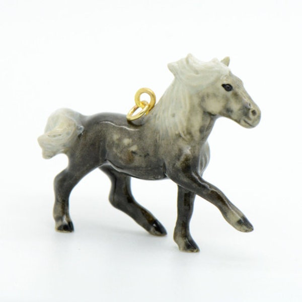 Porcelain Hill Pony Pendant • Hand Painted • Hand Made • Gift For Her • Animal lover • Kids Gift • Cute Miniature Figurine Charm (CA039)