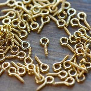 20pcs - Eyescrews Gold 8mm Eyehooks Jewelry Making Supplies (I099)