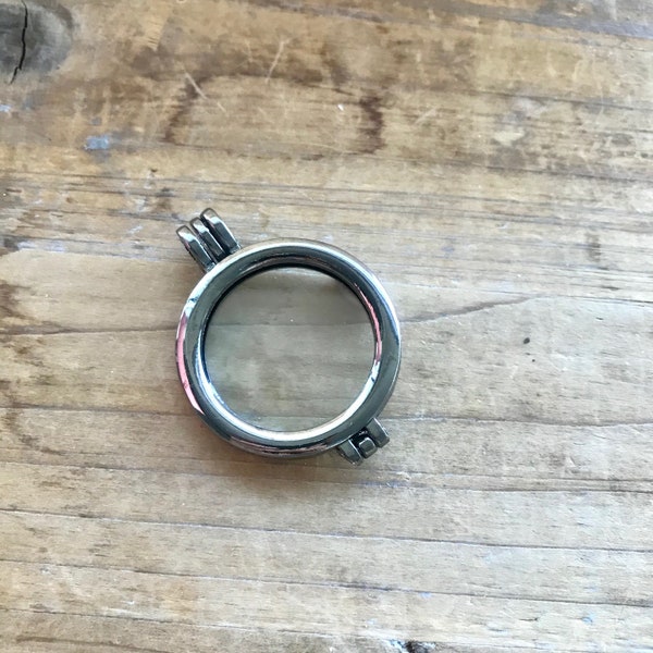 1- Silver Round Circle Shadow Box Charm •Double Glass •Pendant Charm •Vintage Style (BA104)