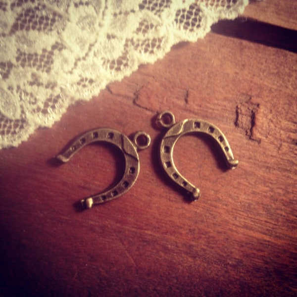 Horseshoe Charms, Horse Shoe Charm, Animals, Farm, Western, Cowboy, Outlaw, Vintage Style Pendant Charm Jewelry Supplies (BB108)