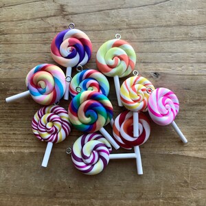 1 - Tiny Lollipop Sucker Charm • Hand-Made Clay Candy • Sweets Sweet Tooth • Pick Your Flavor • Dessert Pendant Jewelry • Sugar Bonbon AQ072