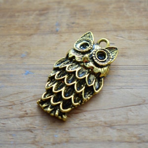1 - Grote Uil Charme, Antiek Goud, Brids, Vintage Sieraden Supplies bos charmeert houtachtige dieren (AW007)