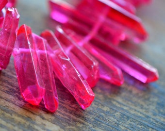 10 FRUIT PUNCH Red Natural Crystal Pointer Beads Gemstone Jewelry Supplies (AL-)