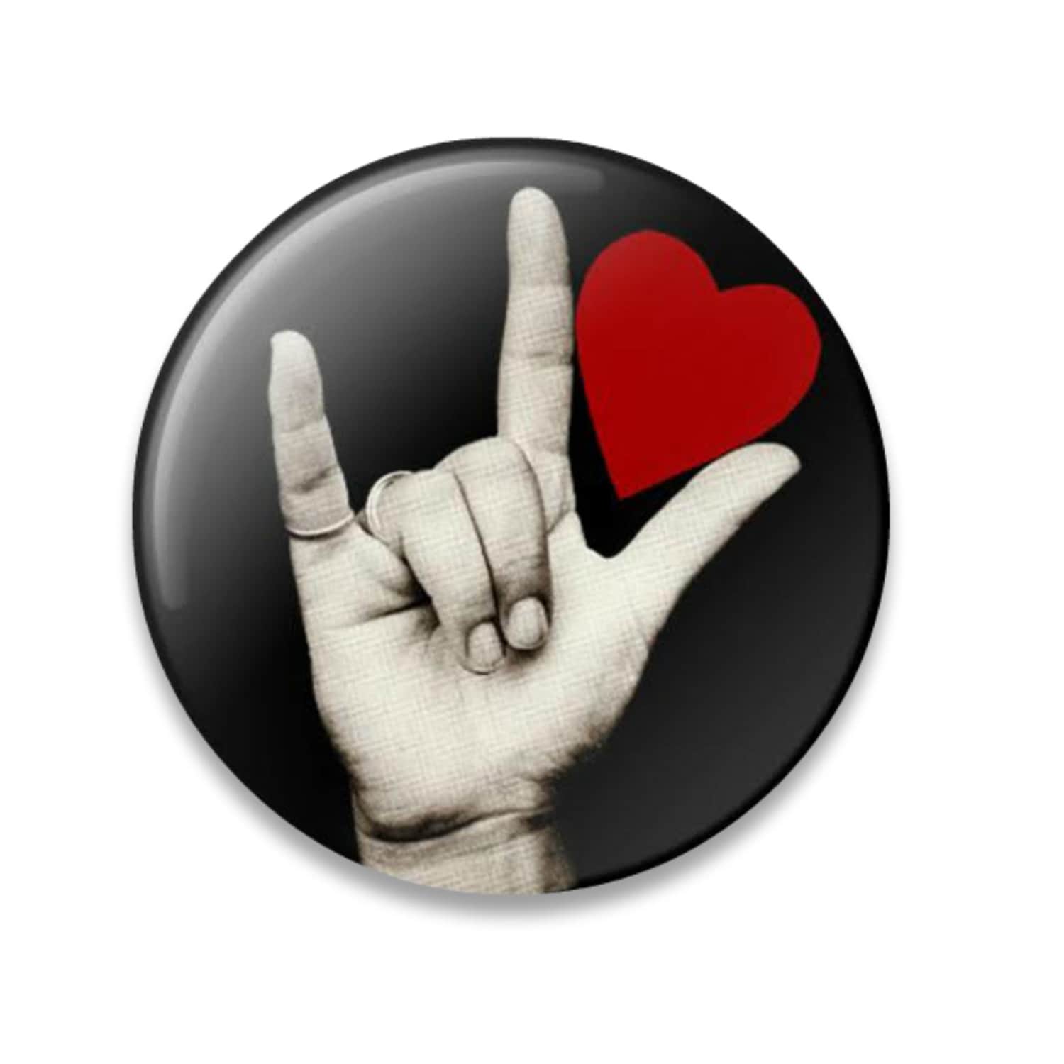 American Sign Language I Love You Asl Button Deaf Pride Deaf Valentine Deaf Art Heart Button Sign Language Button Valentine Gift