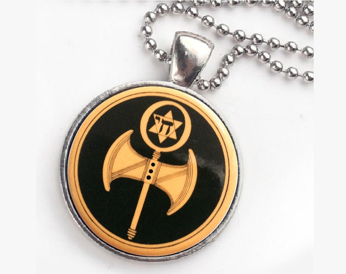 Jewish womens symbol pendant, jewish chai symbol necklace, feminist jewish necklace, labyris and chai charm necklace, jewish sisterhood
