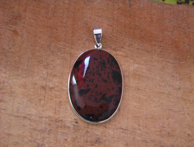 Top Quality Mahogany Obsidian Loose Gemstone Sterling Silver Pendant Amazing Natural Mahogany Obsidian Cabochon Pendant
