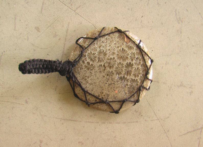 Natural Beautiful Fossil coral Cabochon Gemstone Macrome Pendant Pendent Gemstone Size-34x34x4 mm Weight-7.7 gm