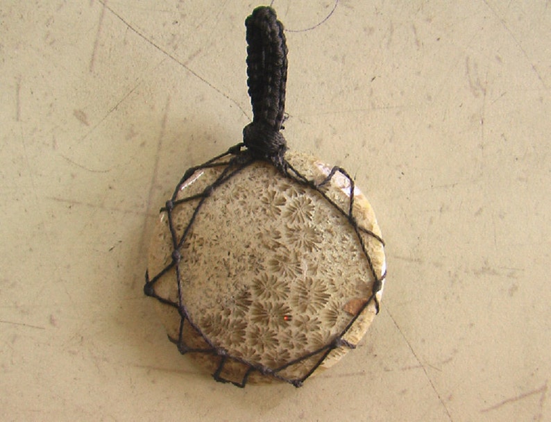 Natural Beautiful Fossil coral Cabochon Gemstone Macrome Pendant Pendent Gemstone Size-34x34x4 mm Weight-7.7 gm