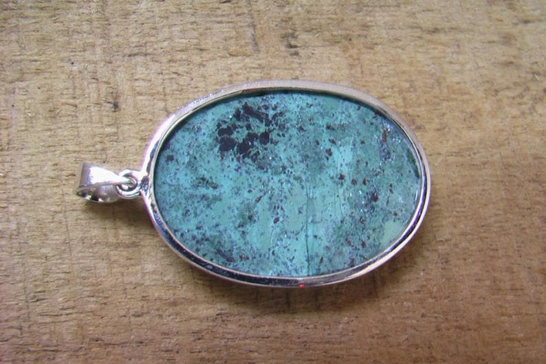 Azurite Pendant Natural Gemstone Pendant Azurite Sterling Silver Pendnat Size-45x30x6 mm Weight-61.6 ct # No.1