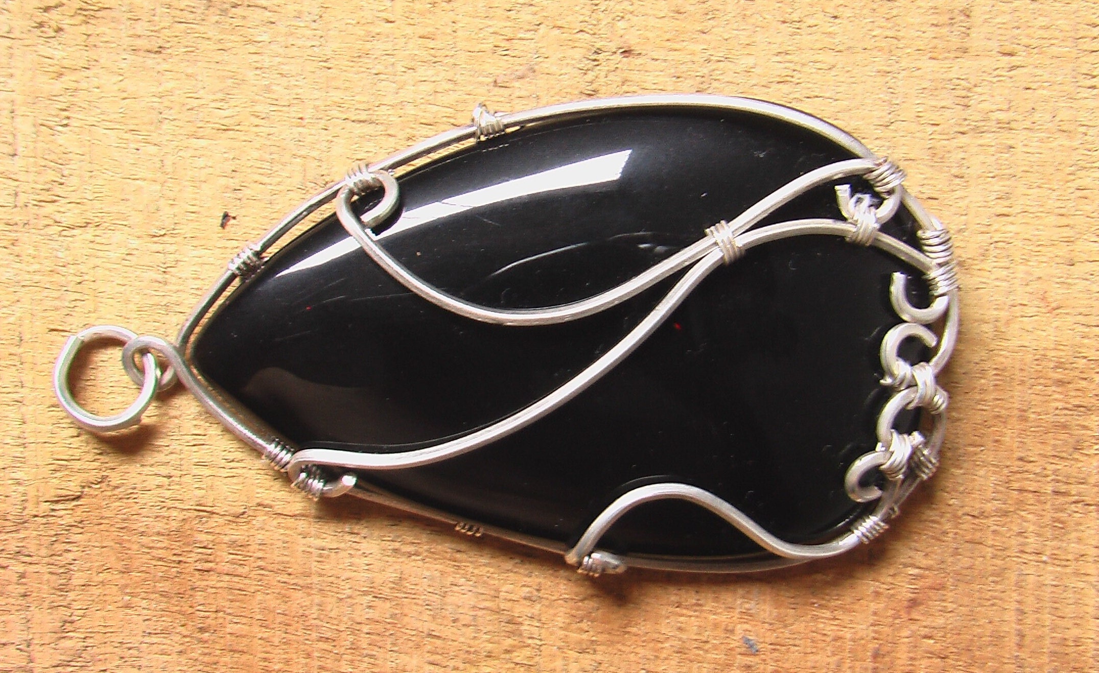 Black Obsidian 935 Sterling Silver Pendant /Natural Black Etsy