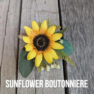 Sunflower Wedding Boutonniere, Sunflower Boutonniere for Groom, Sunflower Groomsmen Boutonniere, Flower Lapel Pin, Fall Wedding, Boutineer image 1