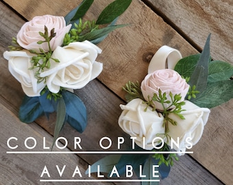 Flower Wrist Corsage Sola Wood Flowers Eucalyptus Bridesmaid Corsage Prom Corsage Homecoming Corsage Color Options Available