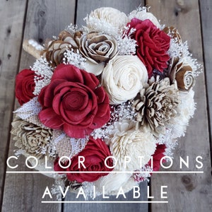 Wood Flower Bouquet, Wooden Flowers Bouquet, Rustic Bridal Bouquet, Baby&#39;s Breath Wedding Bouquets, Wood Wedding Flowers