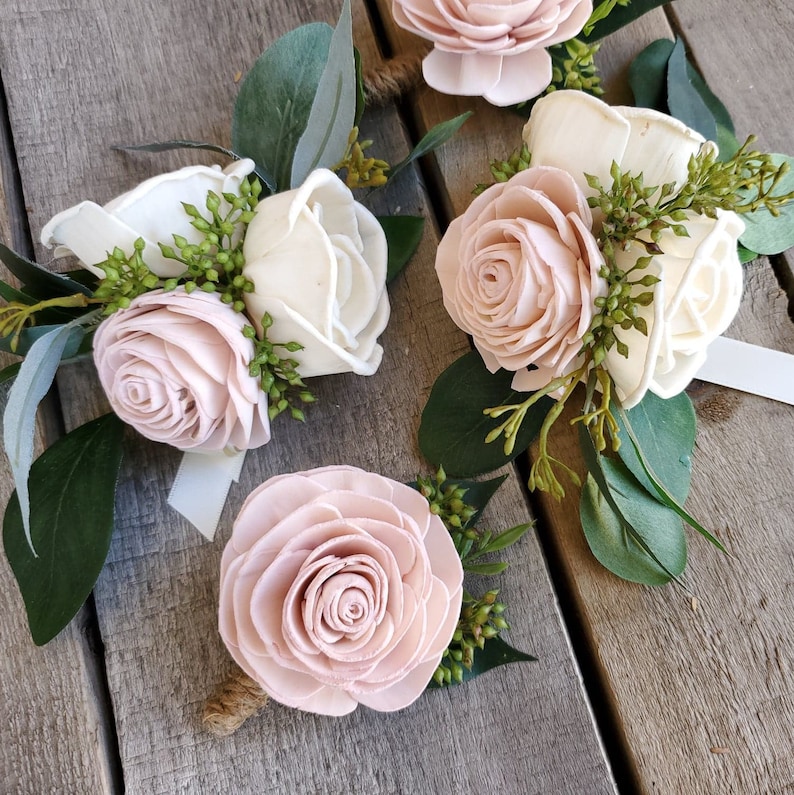 Flower Wrist Corsage Sola Wood Flowers Eucalyptus Bridesmaid Etsy