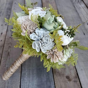 Wood Flower Bouquet, Sage Green Bridal Bouquet, Sage Wedding Bouquet, Wooden Flower Bouquet, Sage Wedding Flowers, Wood Bridesmaid Bouquet