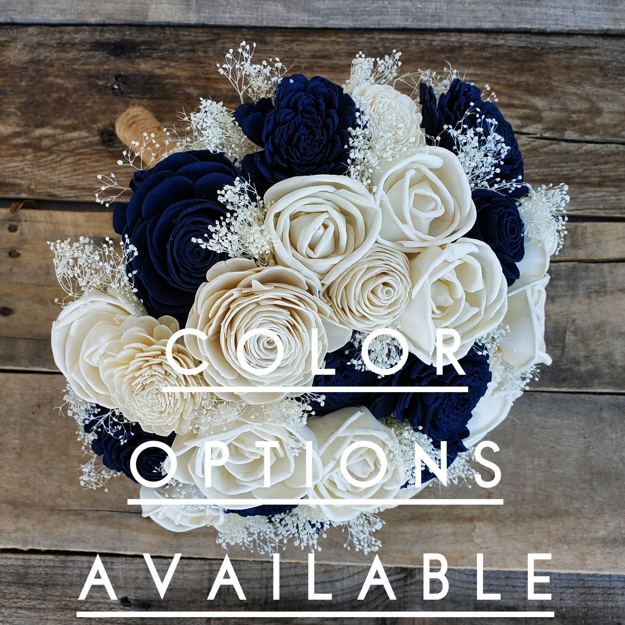 Yellow Blue Gray Wedding Bouquet - Dried Flowers Forever
