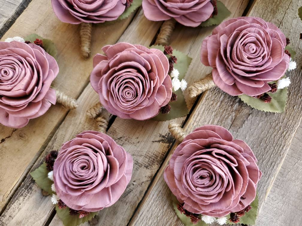 Boutonniere Wood Flower Boutonniere Sola Wood Flowers ...
