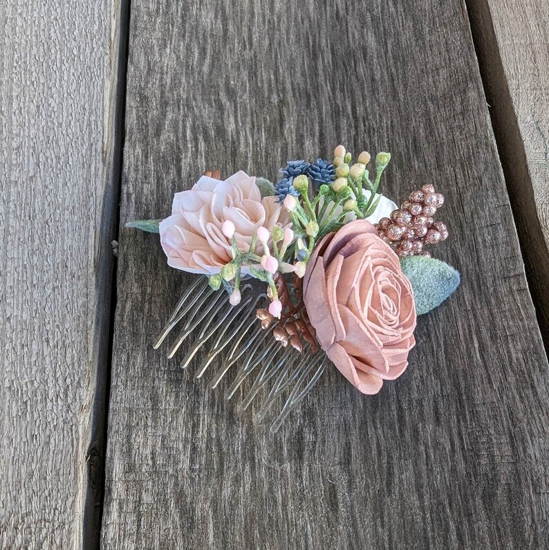 Small Floral Hair Comb, Bridal Hair Piece, Flowers for Hair, Wedding Bridal Accessories, Flower Girl Hair Accessory image 2