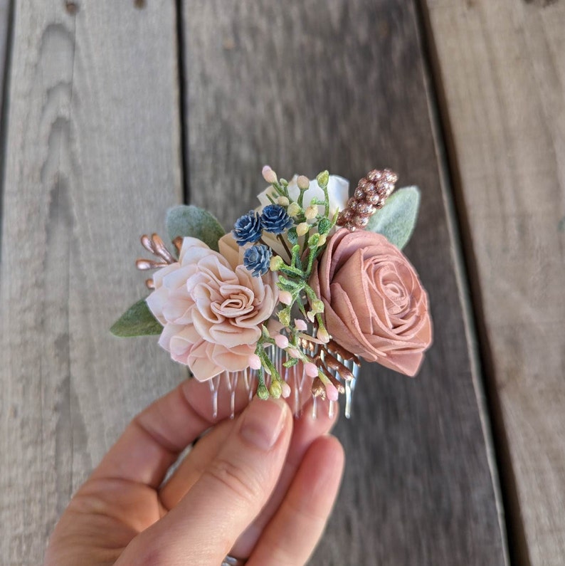 Small Floral Hair Comb, Bridal Hair Piece, Flowers for Hair, Wedding Bridal Accessories, Flower Girl Hair Accessory image 5