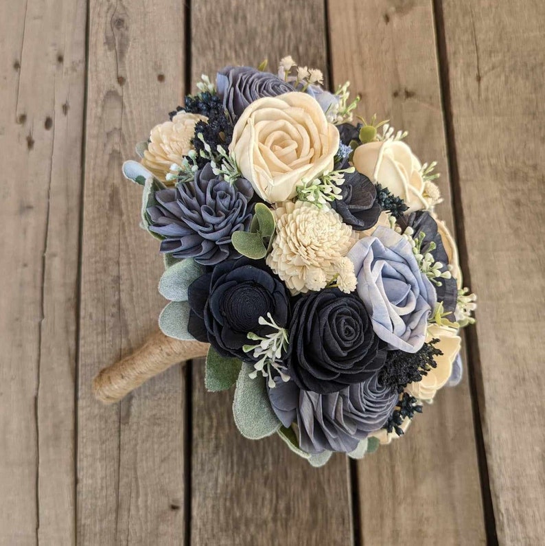 Sola Wood Flower Bouquet, Wooden Flowers Bouquet, Bridesmaid Bouquet, Wedding Keepsake, Fake Wedding Flowers image 1