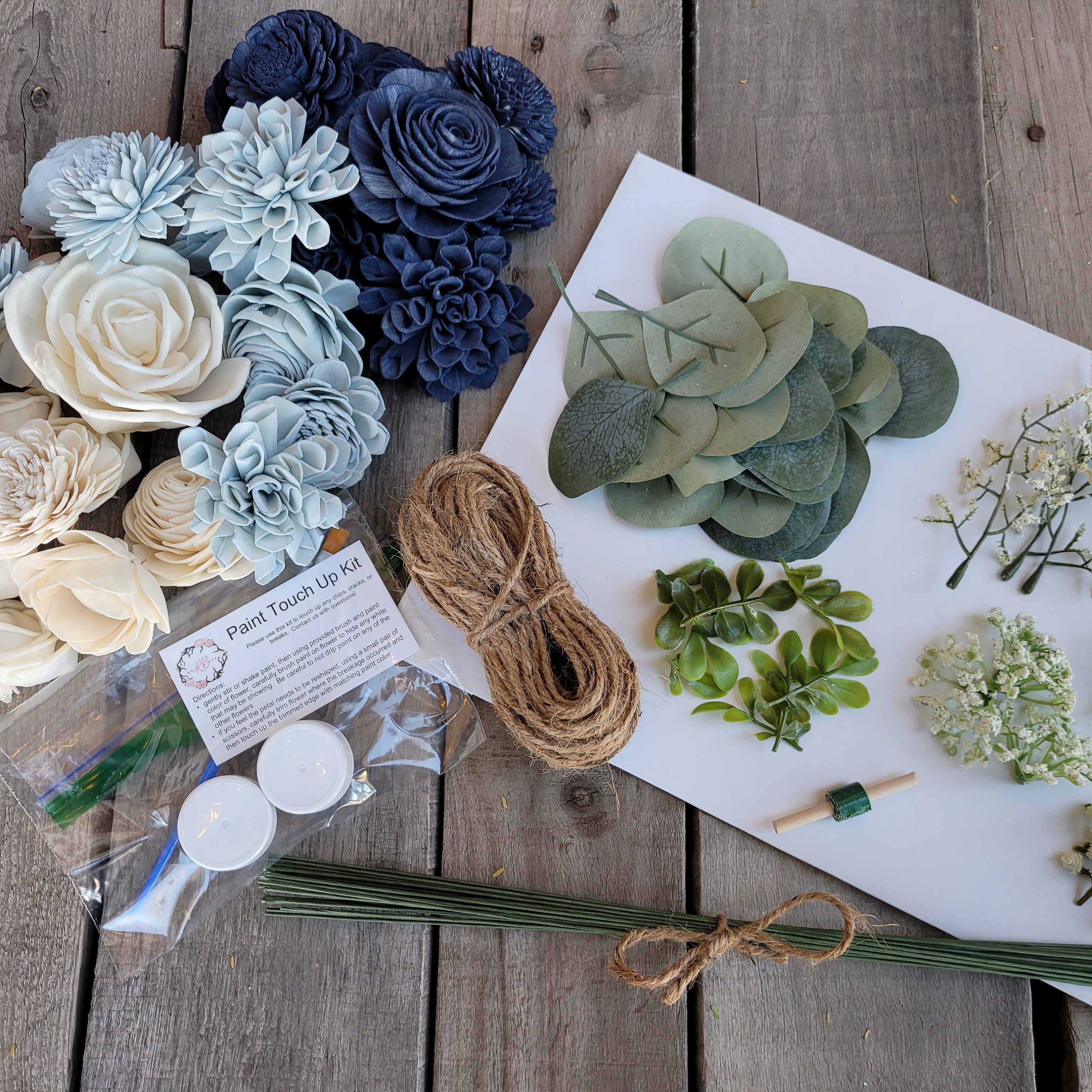 DIY Bouquet Kit With Wood Flowers and Color Options Etsy