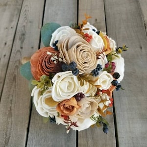 Fall Wedding Bouquet, Sola Wood Flowers, Fall Bridal Bouquet, Wooden Flowers, Wood Wedding Flower Bouquet